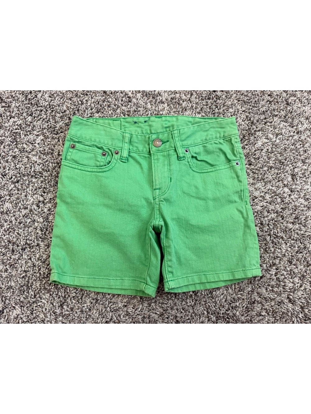 Ralph Lauren Green Denim Big Pony Logo Pockets Shorts Girl's Size 10